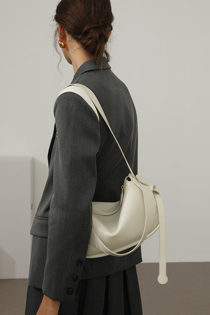 White Real Leather Bag