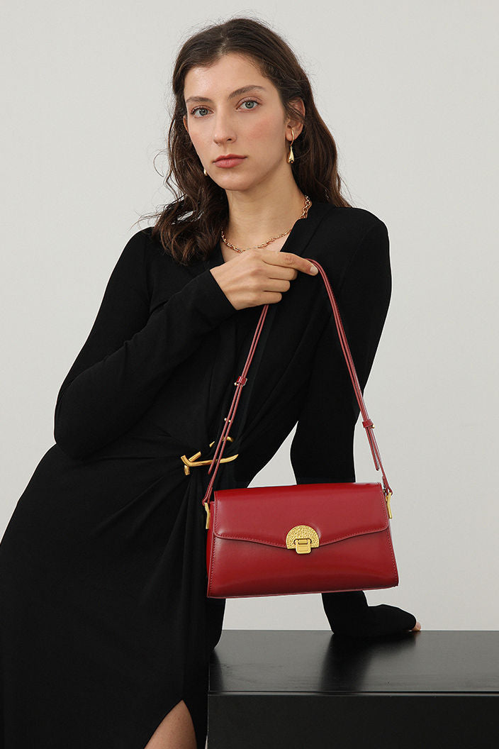 Red Leather Shoulder Bag