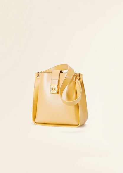 yellow leather shoulder bag